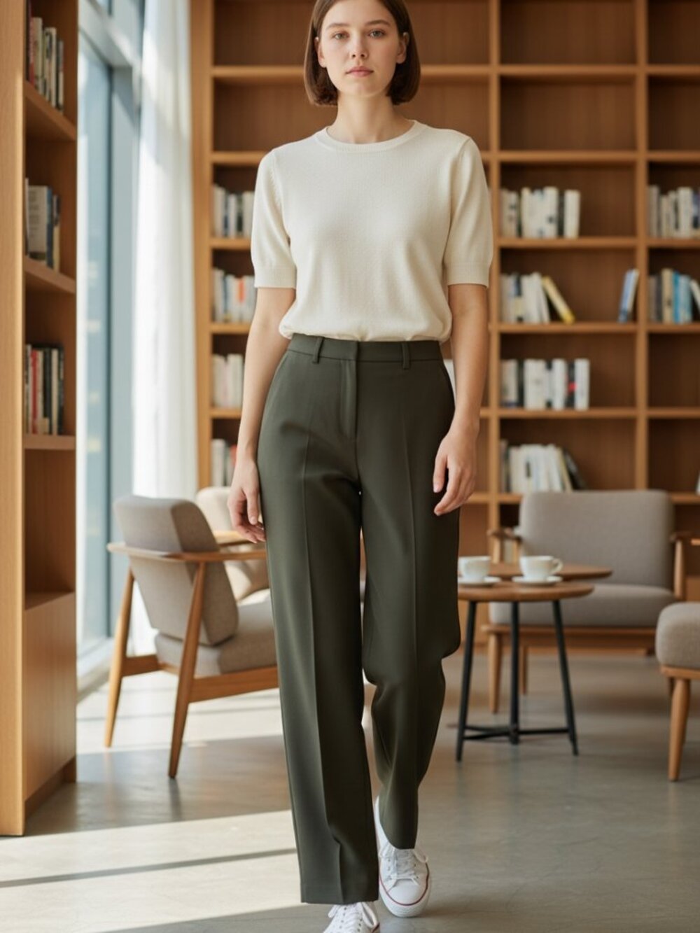 JM Collection Women's Size 10 Forest Green Straight-Leg Cut Dress Pants